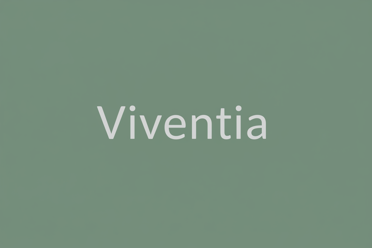 (Viventia) Logo nur. LOgo soll mit hell graue farbe sein #ECEFEA, und das hintergrund mit grün #4A675D.